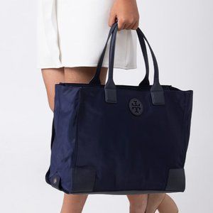 Ella Tote Navy Blue Nylon Shoulder Bag Tory Burch